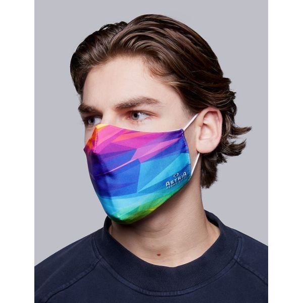 Herbruikbaar mondmasker full colour bedrukt, 2 lagen met katoenen binnenzijde 